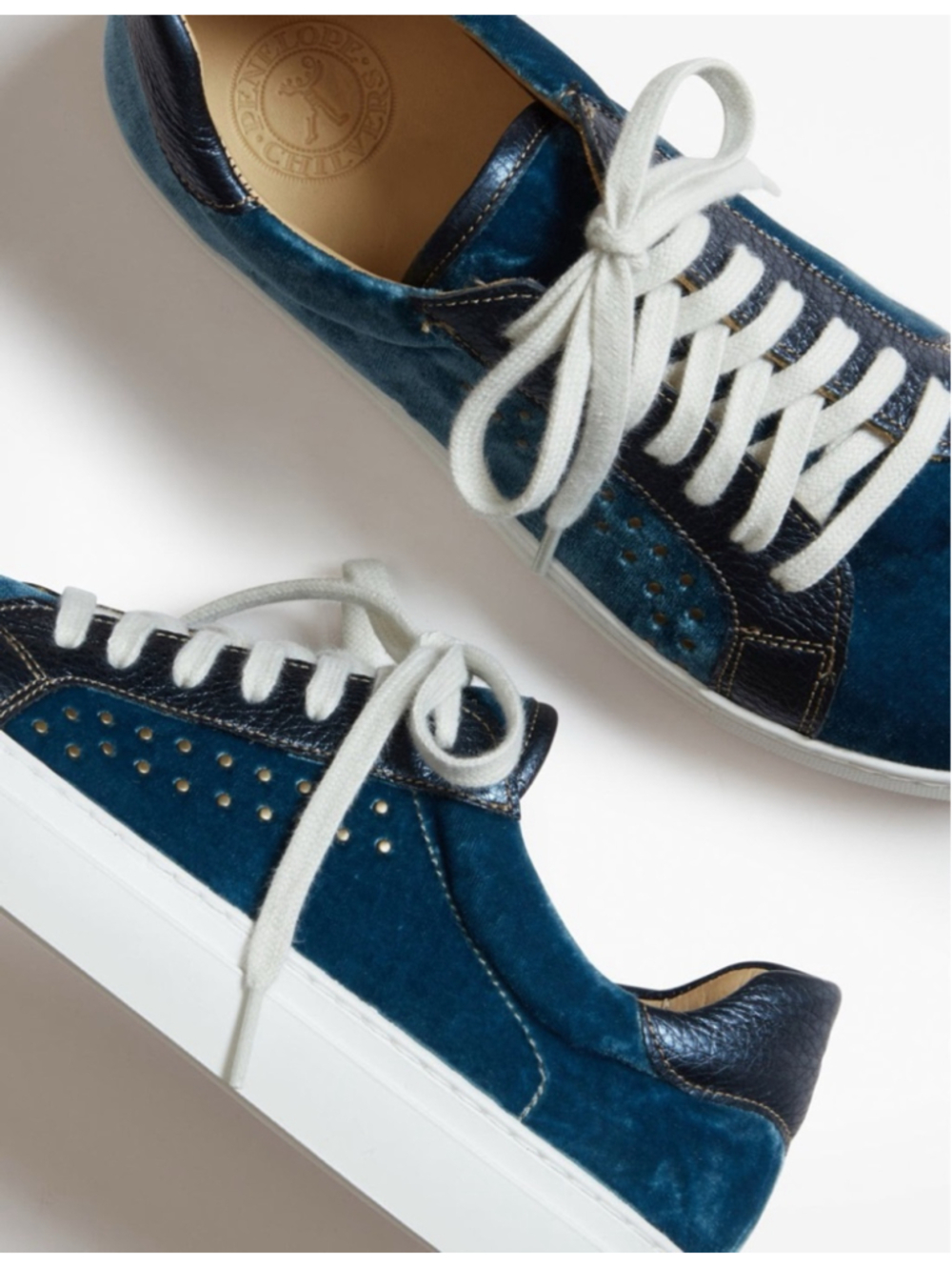 Penelope Chilvers Paradise Velvet Sneakers Sz 7.5 Indigo Blue EUC - Picture 2 of 11